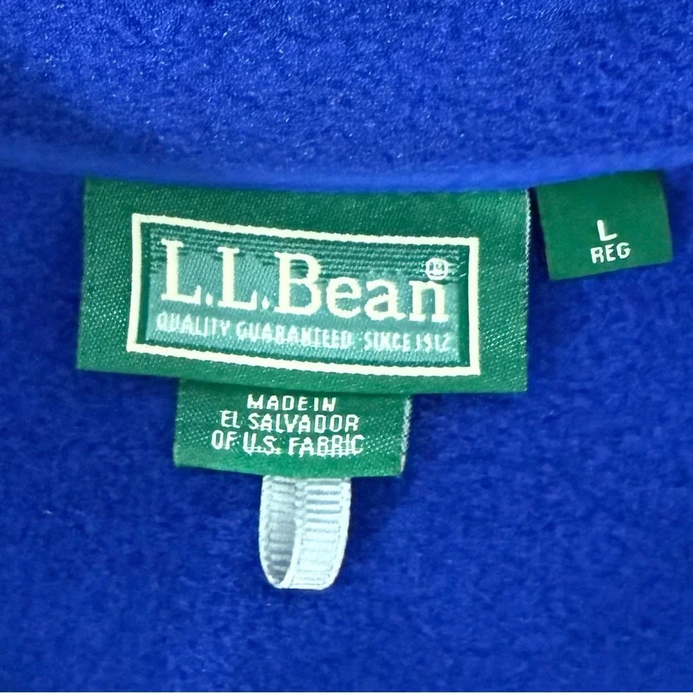 LL Bean Electric Blue 1/4 Snap Up Polartec Fleece‎ Pullover Men's Sz L Reg 0BFC3